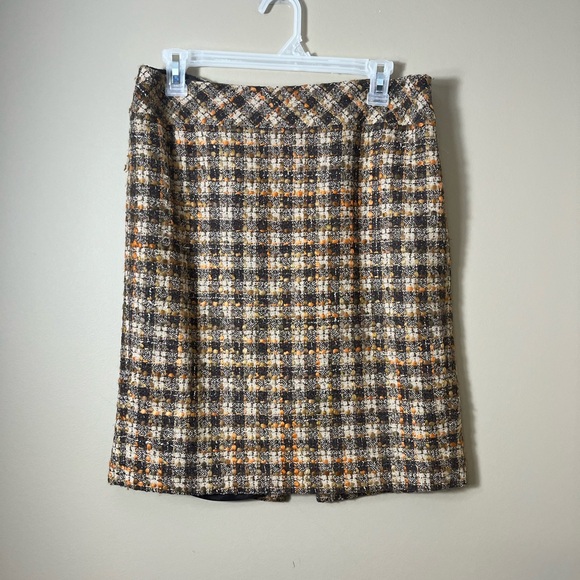 LOFT Petite 6/8 Wool Blend Tweed Skirt Suit Jacket Skirt Neutral Classic Chic - Picture 10 of 16